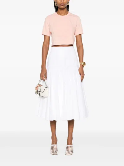 Fendi Peach Crewneck Cropped T-shirt