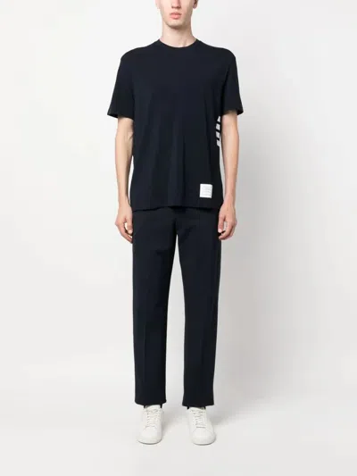 Thom Browne Wool Crew Neck T-shirt With Stripe Detail