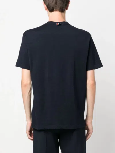 Thom Browne Wool Crew Neck T-shirt With Stripe Detail
