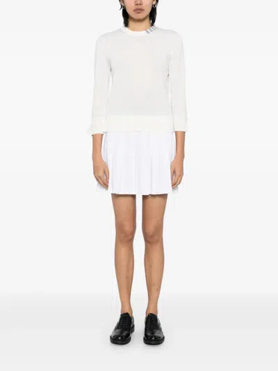 Thom Browne 4-stripe Detail Sweater In White