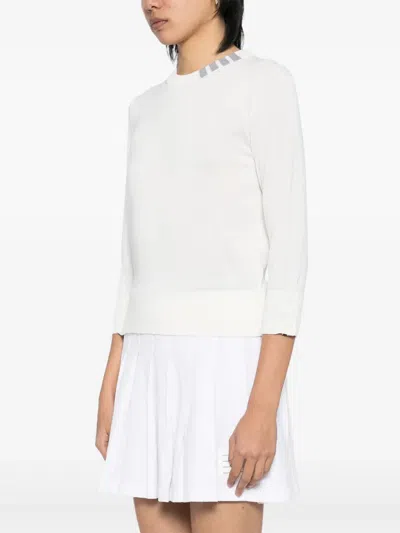 Thom Browne 4-stripe Detail Sweater In White