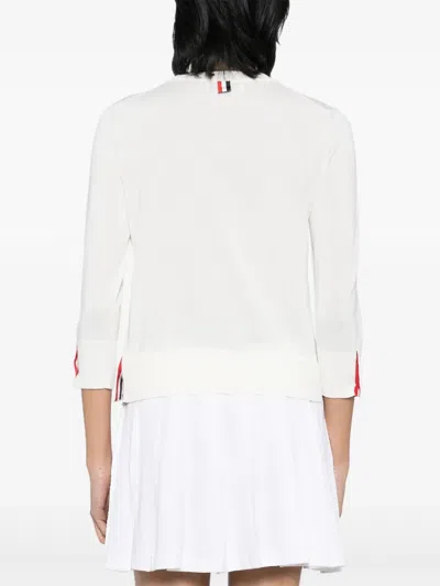 Thom Browne 4-stripe Detail Sweater In White