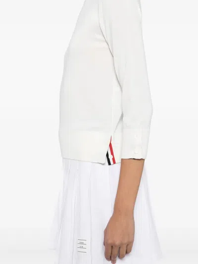 Thom Browne 4-stripe Detail Sweater In White
