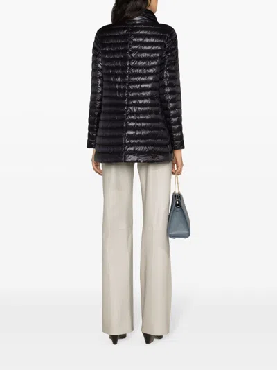Herno Navy A-line Reversible Down Jacket For Women In Black