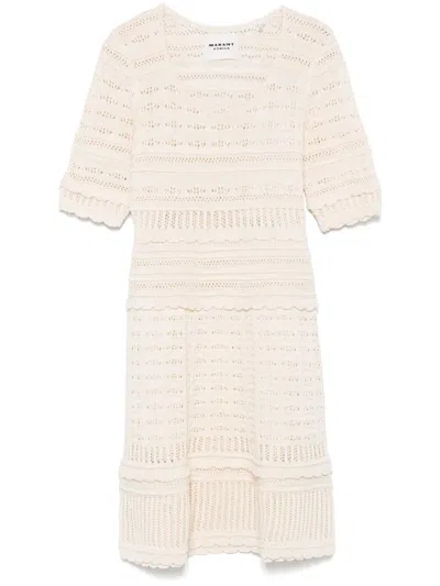 Isabel Marant Étoile Abril Short Openwork Knitted Dress In Neutral