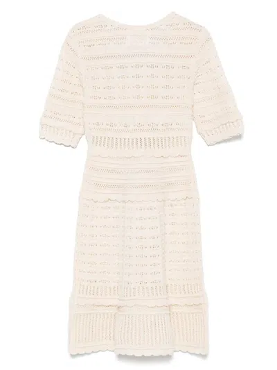 Isabel Marant Étoile Abril Short Openwork Knitted Dress In Neutral