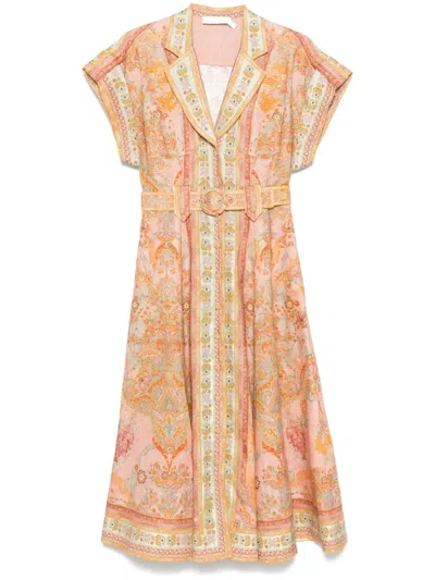 Zimmermann Acacia Belted Linen Shirt Dress