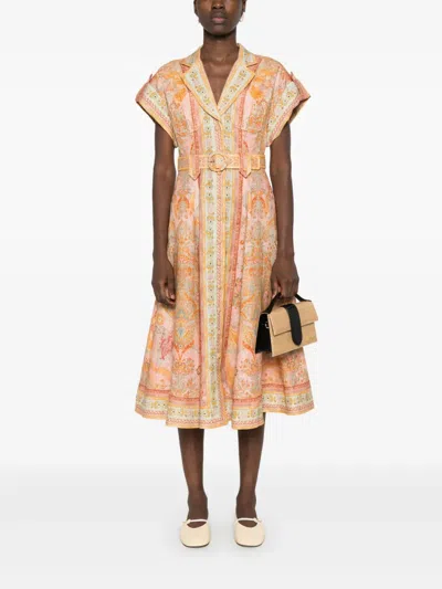Zimmermann Acacia Belted Linen Shirt Dress