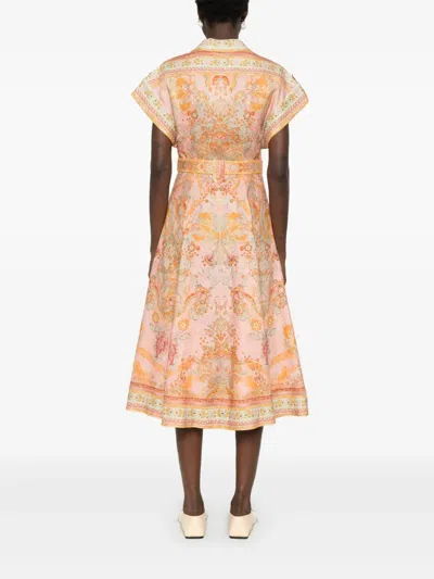 Zimmermann Acacia Belted Linen Shirt Dress