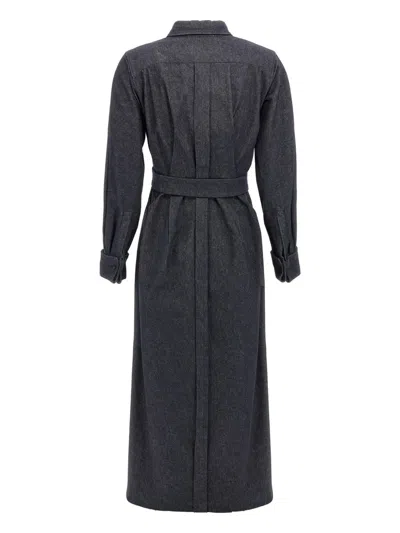 Max Mara Go Belted Waist Midi Dress With Long Sleeves