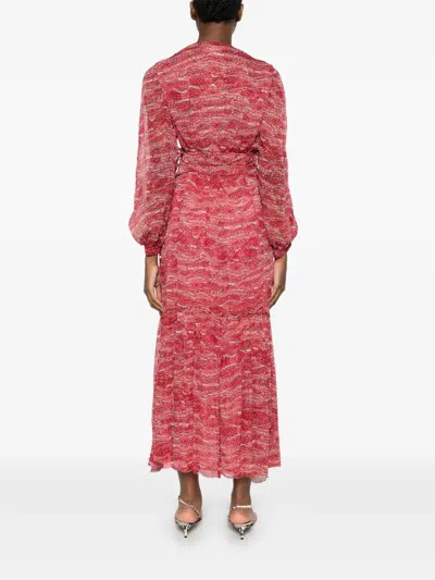 Isabel Marant Étoile 'amara' Red Long Dress With V Neck And Asymmetric Hem In Red