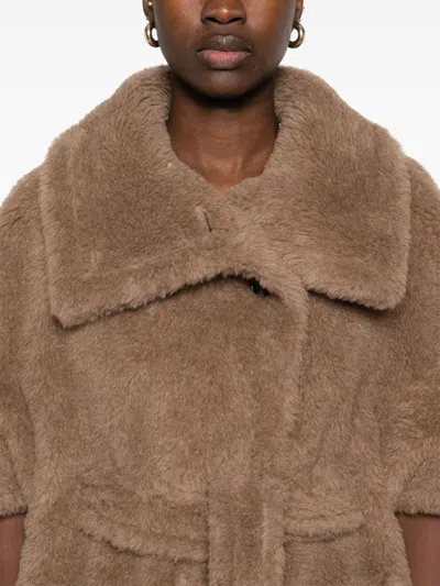 Max Mara Waist Belted Faux Fur Short Sleeve Jacket