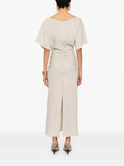 Staud Amelie Linen Midi Dress Natural In Multi