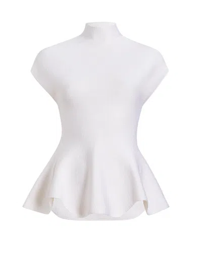 Khaite Andra Mock Neck Peplum Knit Top