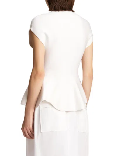 Khaite Andra Mock Neck Peplum Knit Top