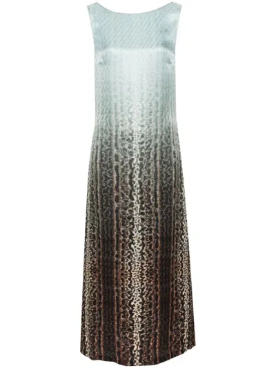 Fendi Silk Midi Dress With Gradient Design In Multi