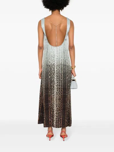 Fendi Silk Midi Dress With Gradient Design In Multi