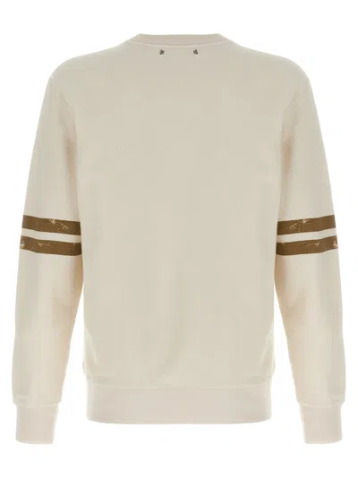 Golden Goose Ivory Cotton Sweatshirt With Contrasting Logo In Gray