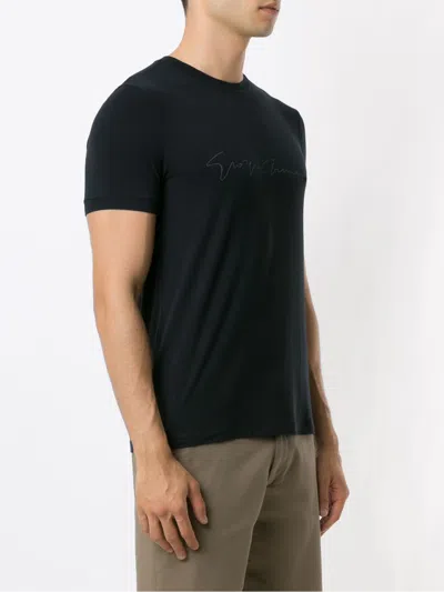 Giorgio Armani Asv Stretch-viscose T-shirt With Signature Logo In Black