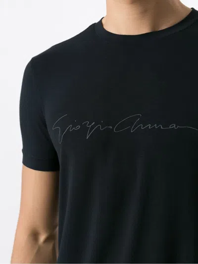 Giorgio Armani Asv Stretch-viscose T-shirt With Signature Logo In Black