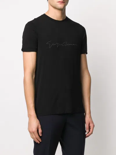 Giorgio Armani Crew-neck Printed Short Sleeve T-shirt In Black