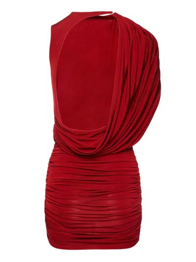 Magda Butrym Women Asymmetric Draped Mini Dress In Red In Red