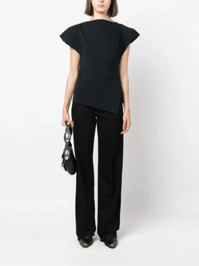 Isabel Marant Boat Neck Cap Sleeve Top With Shoulder Pads