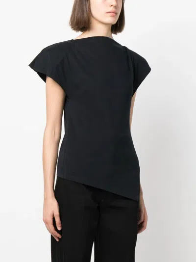 Isabel Marant Boat Neck Cap Sleeve Top With Shoulder Pads