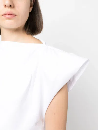 Isabel Marant Padded Boat Neck T-shirt With Asymmetric Hem In White