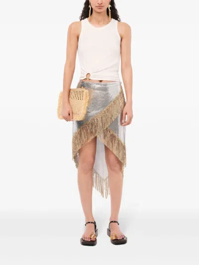 Rabanne Asymmetrical Tank Top With Gathering In White