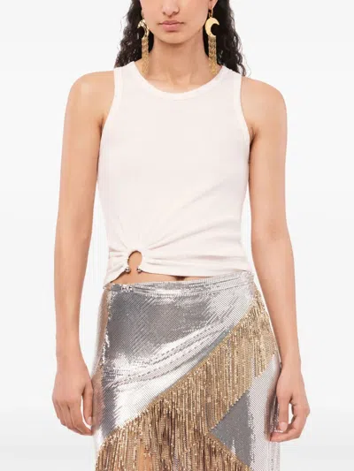 Rabanne Asymmetrical Tank Top With Gathering In White