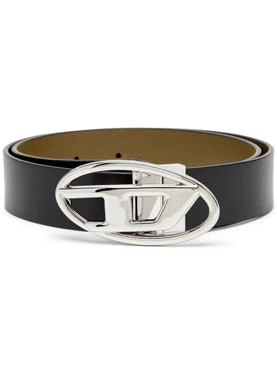 Diesel Reversible Belt With Adjustable Metal Buckle In Black