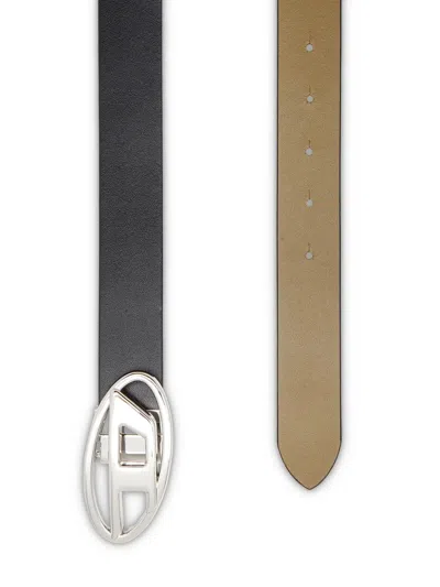 Diesel Reversible Belt With Adjustable Metal Buckle In Black