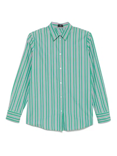 Etro Back Slit Striped Cotton Shirt