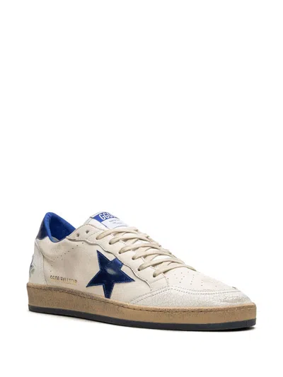 Golden Goose Ball Star Sneakers In White Nappa Leather With Light Blue Laminated Leather Star And Heel Tab