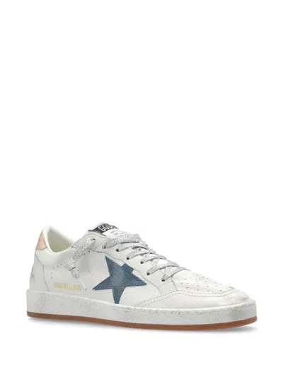 Golden Goose Ball Star Distressed Suede-trimmed Leather Sneakers In Neutral