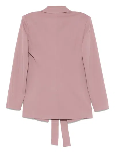 Federica Tosi Belted Split Blazer With Shoulder Straps In Pink