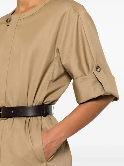 Saint Laurent Saharienne Dress In Brown