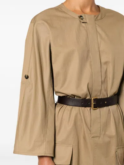Saint Laurent Saharienne Dress In Brown
