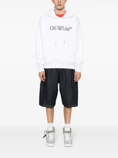 Off-white Cotton Sweatshirt Whit Frontal Logo Print In White