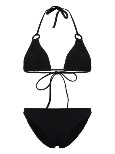 Hunza G Rings Detail Halter Neck Bikini Set In Black