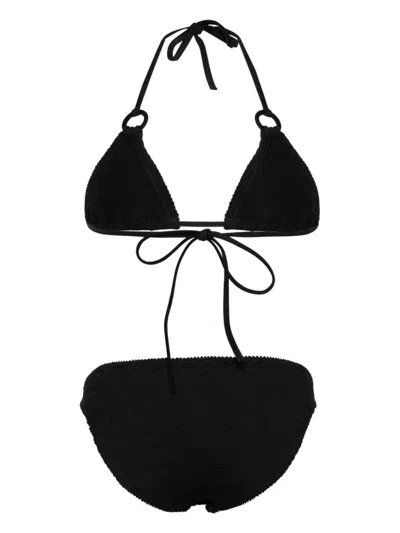 Hunza G Rings Detail Halter Neck Bikini Set In Black