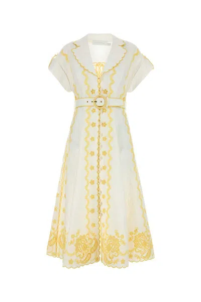 Zimmermann Womens Ivory Lemon Lucky Embroidered Linen Midi Dress In White