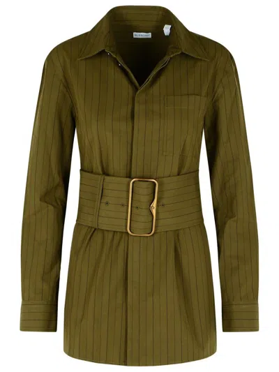 Burberry Green Cotton Mini Dress Women In Green