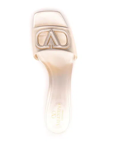 Valentino Garavani Vlogo Cut-out Leather Mules In Neutral