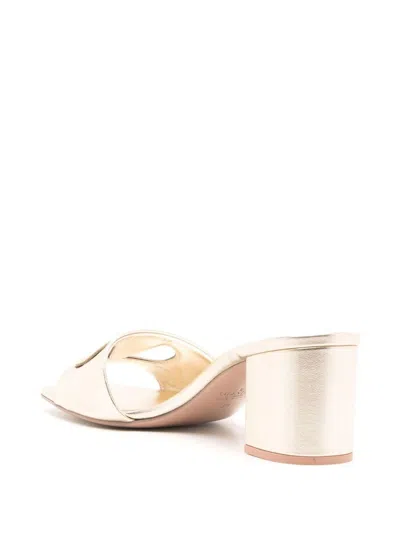 Valentino Garavani Vlogo Cut-out Leather Mules In Neutral