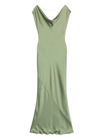Norma Kamali Cap Sleeve Maria Gown Dress In Green