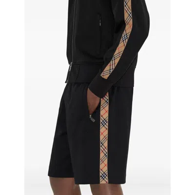 Burberry Checked Jacquard-trimmed Logo-embroidered Tech-jersey Track Jacket In Black