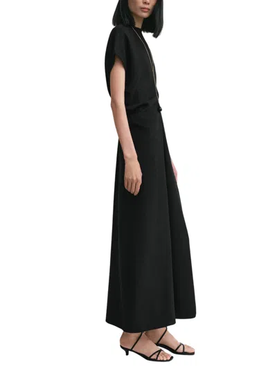 Totême Toteme Black Woven Dress With Loose Waist