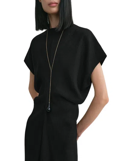 Totême Toteme Black Woven Dress With Loose Waist